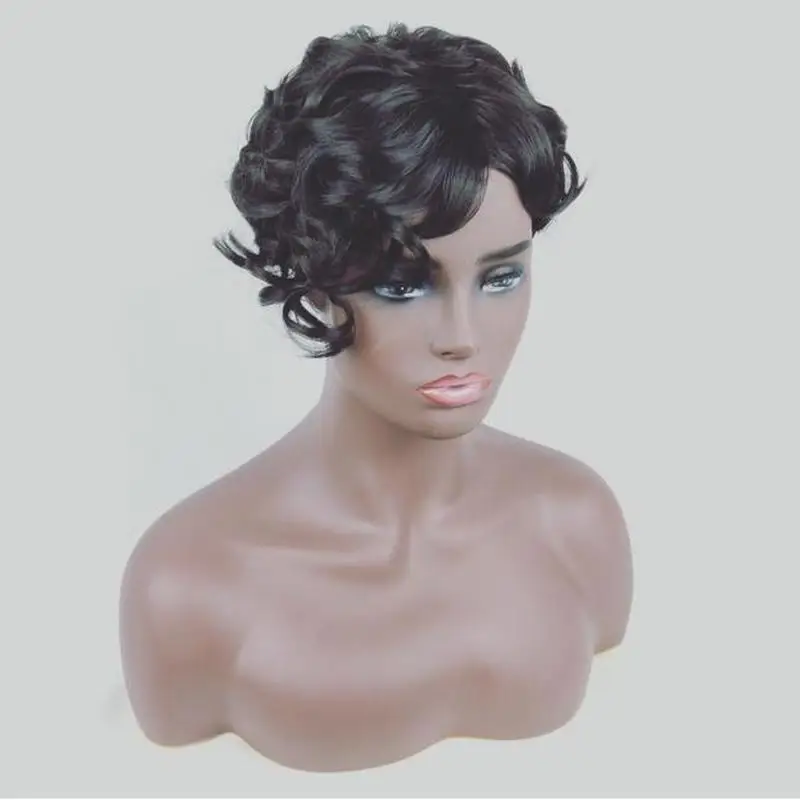 Handsome African Curly Hair Women Front Curly Short Hair Wigs Hairnet Hairstyle Synthetic Black Women Men Styling Tool Handsome African Curly Hair Women Front Curly Short Hair Wigs Hairnet Hairstyle Synthetic Black Women Men Styling Tool