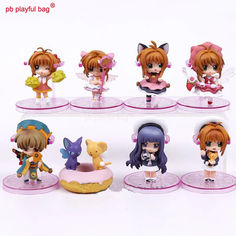

Best birthday gift for children Q version8pcs 5~7cmPVC Cardcaptor Sakura Tomoyo Daidouji LI SYAORAN animation character toy aa35