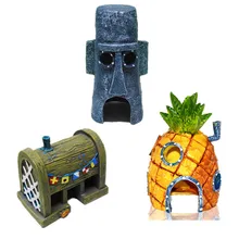 NEW 2 Pcs Aquarium Fish Tank Ornaments Decor Spongebob Pineapple House & Squidward Easter Island Decoration NEW 2 Pcs Aquarium Fish Tank Ornaments Decor Spongebob Pineapple House & Squidward Easter Island Decoration