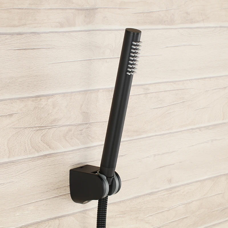 Matte Black Solid brass bathroom Handheld Shower Head complete set with