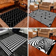 Черный и белый решетки гостиной татами ковры для гостиной спальни области ковер домашний декор мягкий ковер с геометрическим принтом Tapetes