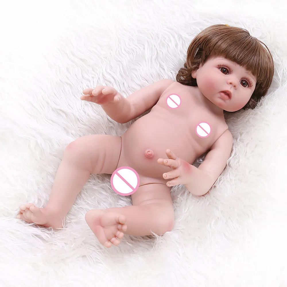 NPK 48 см Новорожденный bebe Кукла реборн малыш кукла девочка в платье с пандами всего тела Мягкий силикон может Ванна Анатомически правильная