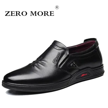 

ZERO MORE Mens Casual Shoes Cow Leather Formal Business Office Pointed Toe Shoes Men 2019 Slip On Loafers Male Shoes Casual