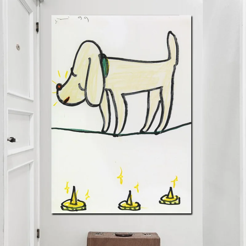 Yoshitomo Nara Cartoon Dog Drawing Japanese Oil Painting HD Print on Canvas Pop Art Pictures Poster For Baby Kids Room Decor