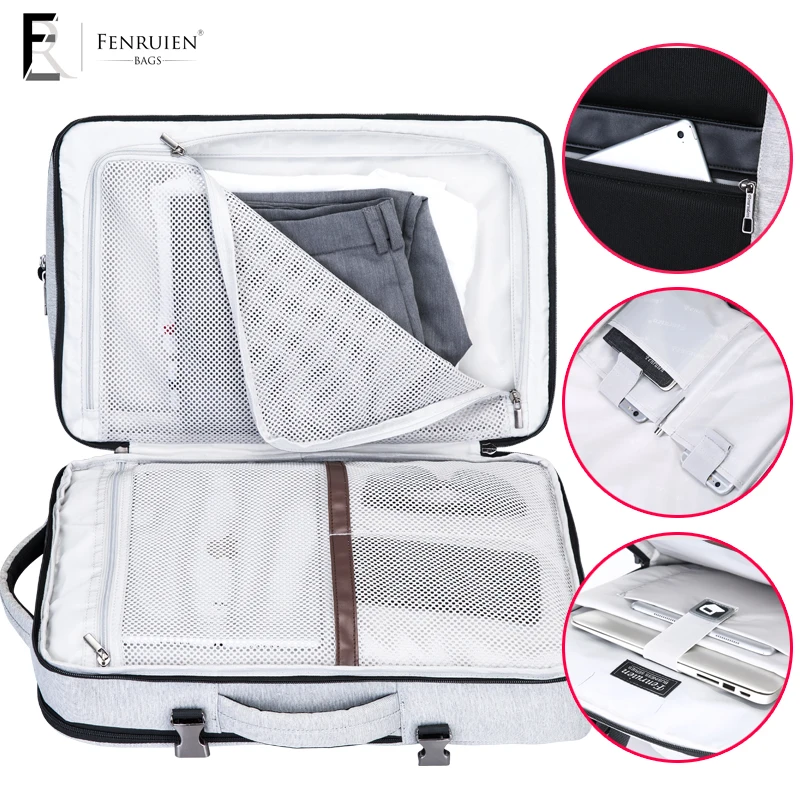 FENRUIEN nuevo 17 pulgadas portátil Mochila hombres Mochila impermeable de carga USB bolsa grande de 15 \