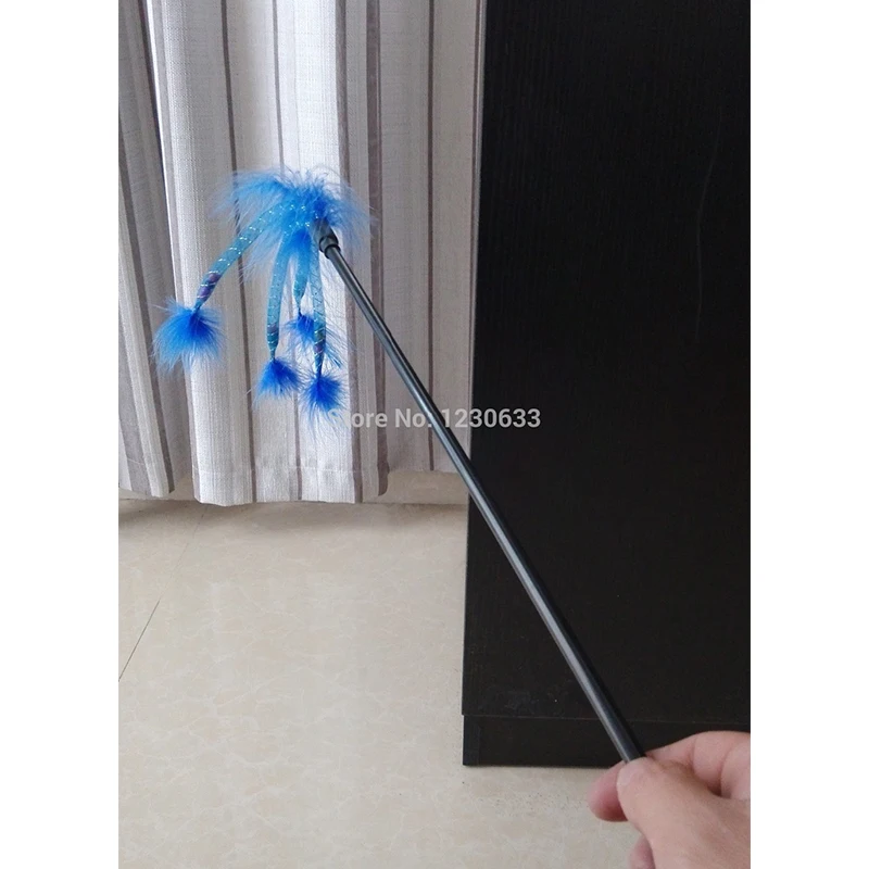 New Plastic Rod And Feather Wand Cat Funny Cat Playing With A Favorite Toy Overflow