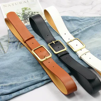 

Fashion Vintage women belts student jeans belt High Quality metal pin buckle strap black PU leather wide party waistband lady