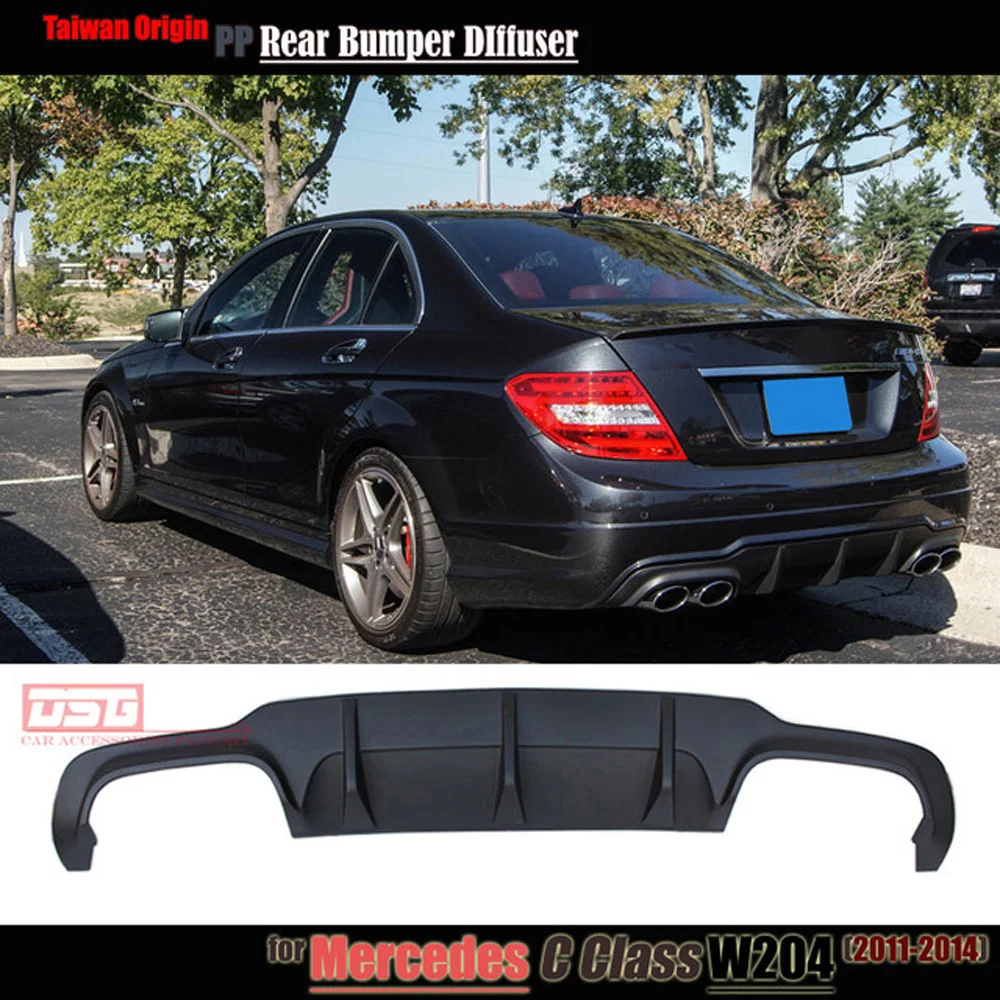 

c63 style w204 PP plastic rear bumper lip diffuser for 2011 2012 2013 2014 Benz C180 C200 C280 C300 C350 & C63 bumper
