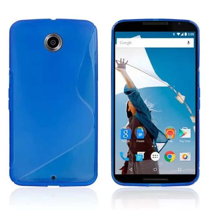 1 шт. для Google Nexus 6 S Line Стиль Мягкий ТПУ гелевый Чехол для Motorola Moto Nexus 6 - Цвет: Синий