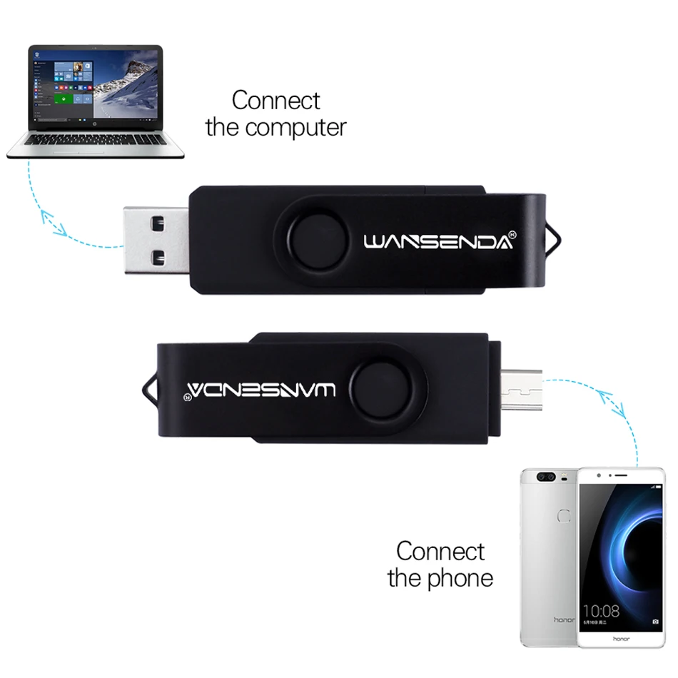 WANSENDA OTG USB флеш накопитель 8 ГБ 16 32 64 128 ГБ|USB флэш-накопители| |