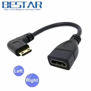 

90 Degree Right & Left Angled type Mini HDMI Male to HDMI Female Adapter Cable 10cm Black