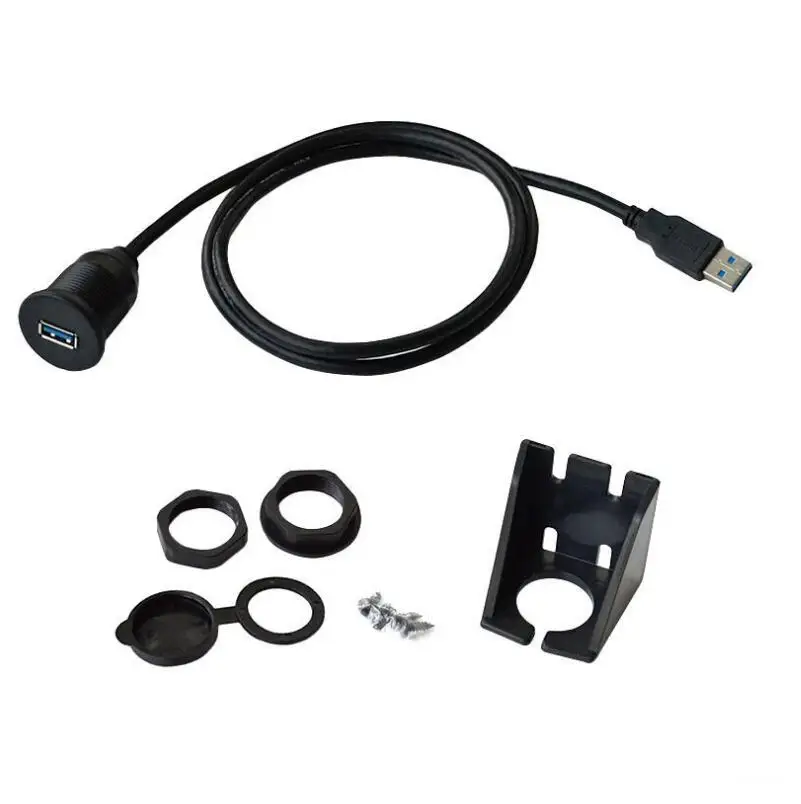 Impermeável Flush Mount Usb Dock Adapter Dashboard Pan Porta Usb 3.0 Macho para Fêmea Cabo de Extensão para Carro e Motocicleta - Imagem 5