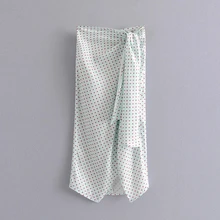 Klacwaya, женская зеленая юбка в горошек,, модная женская шикарная миди-юбка с высокой талией, милая уличная одежда для девушек, jupe femme, одежда