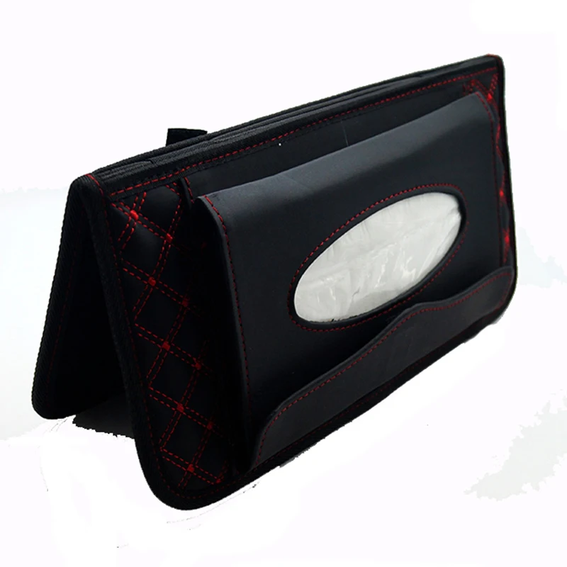 prativerdi Car Sun Visor multifunctional Tissue CD Box with 14 Disc Tidy Sleeve Holder for DVD Case Storage Bag Travel Organizer3