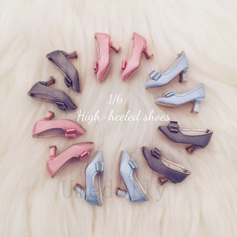 

1 Pair Adorable Doll's Satin High Heeled Shoes for 1/6 Blyth, Kurhn, Azone, OB24, OB27 Doll Shoes Clothes Accessories