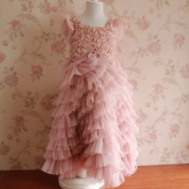 EMS DHL Free shipping new arrival Rosette Children's floral ball gowns wedding dress Kids Flower summer party dress dhl ems xpsac5121 1pcs new for sch neider free shipping d1