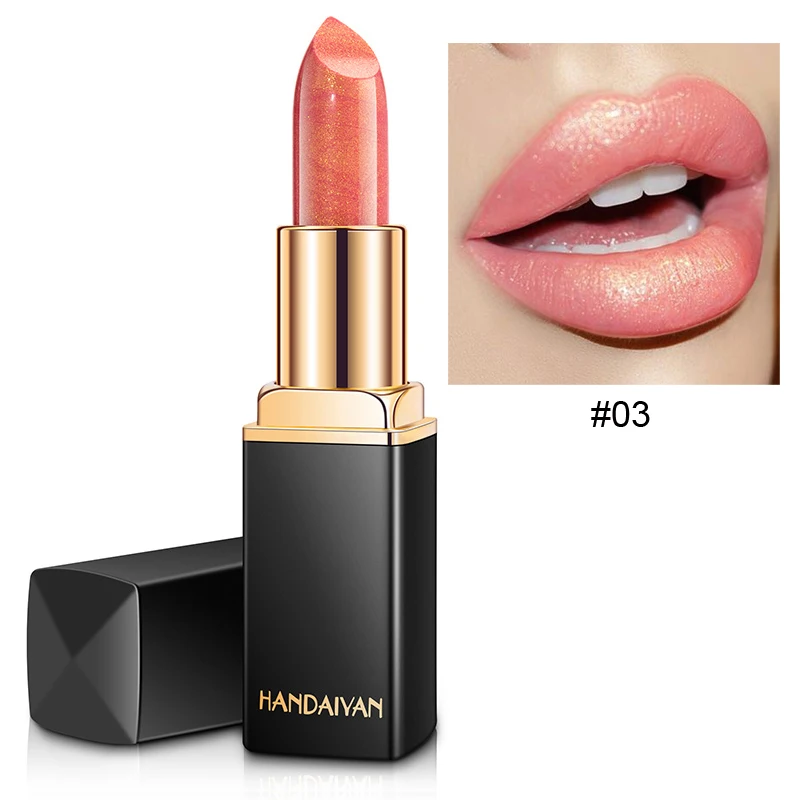 HANDAIYAN, сексуальная блестящая металлическая губная помада, меняющая температуру, цвет золота, Мерцающая красная помада, жемчужные Сияющие пигментные бальзам для губ - Цвет: HDY BB03