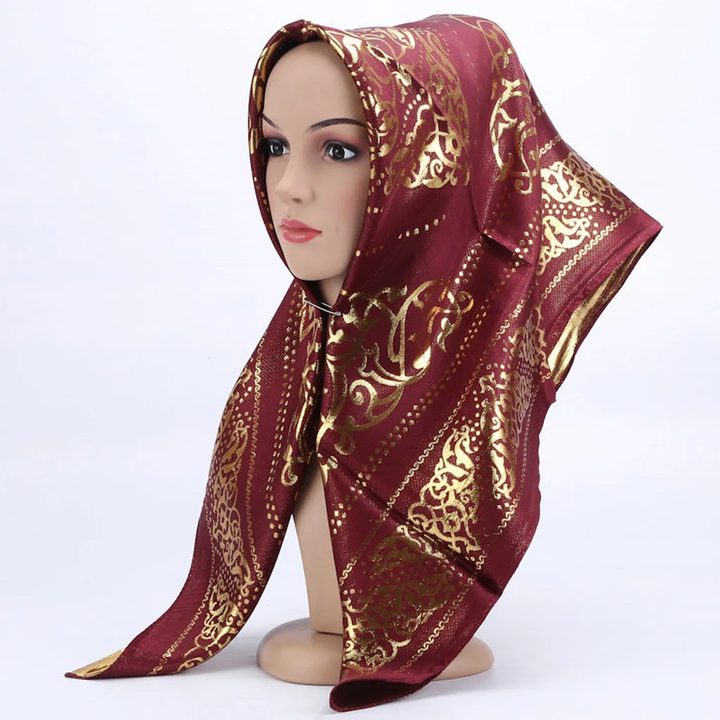 Мерцающий сверкающий золотой блестящий Простой шифон мусульманский хиджаб шарф платок головной убор исламский головной убор обертывание s шарфы