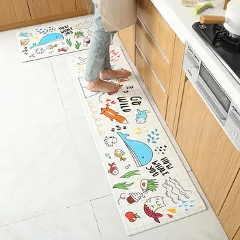 

HobbyLane Waterproof Non-Slip PU Floor Mat For Kitchen Cartoon Sea Animls Printed Floor Mat Rectangle Rug Dropshipping