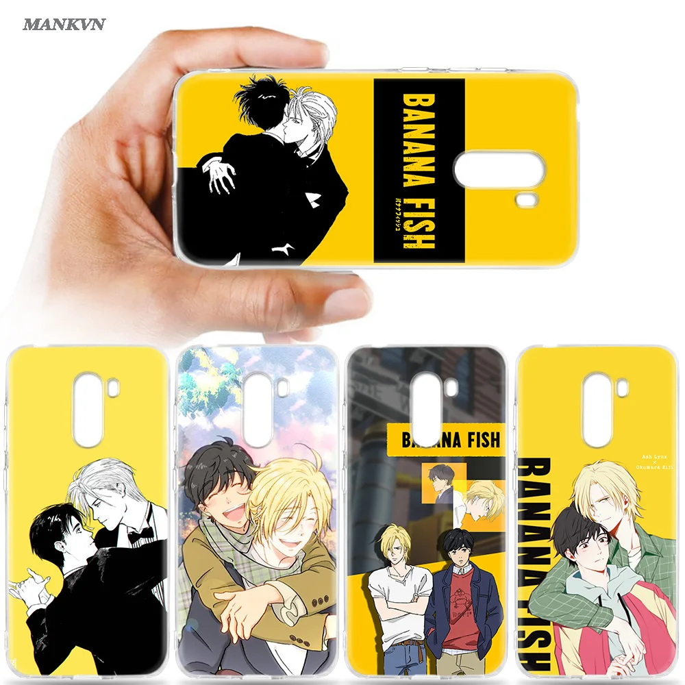 

Silicone Phone Case for Xiaomi Mi A2 8 Lite Redmi A1 S2 6 6A Note 4X 4 5 6 Pro Plus Poco F1 Banana Fish Cartoon Funny Cover