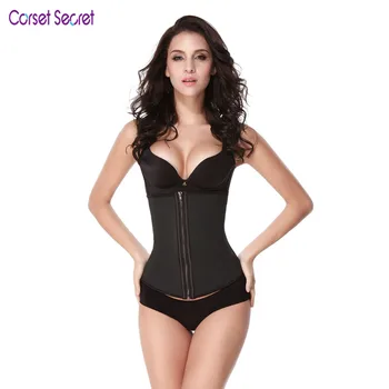 

Corset Secret Sleek 4 Bones Zipper Rubber Waist High Compression Cincher Latex Waist Trainer Steel Boned Rubber Waist Corset