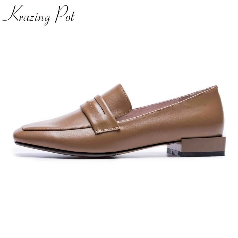 

Krazing pot full grain leather gladiator fashion shoes women low heels women plus size driving solid color pregnant shoes L75