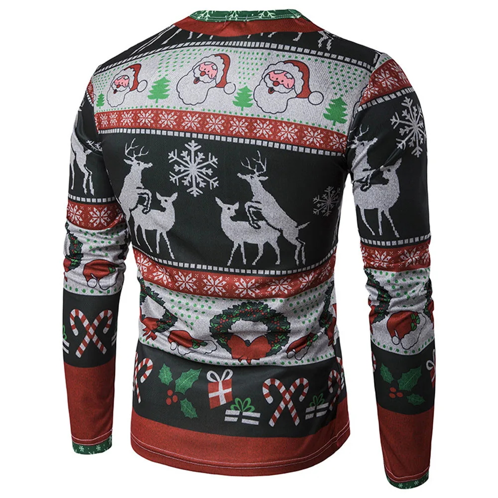 Sunfree рождественским принтом Для мужчин Топы Зимняя качественная пуловер Повседневное уличная Рождество главный продукт стоит иметь Лидер