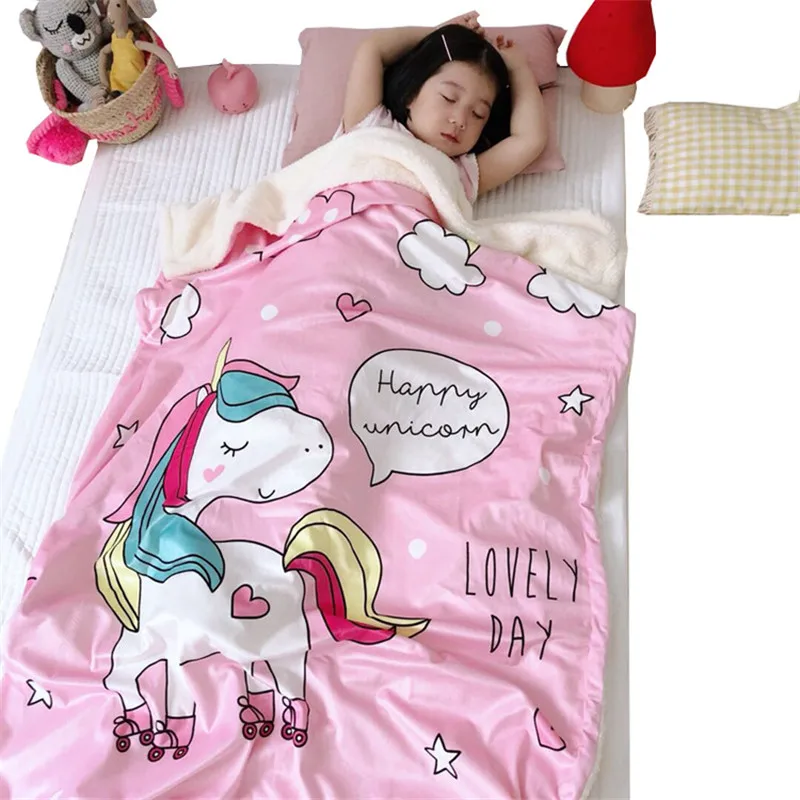 150*200cm Cartoon Unicorn Printed Blankets for Beds 2018 Cute Kids