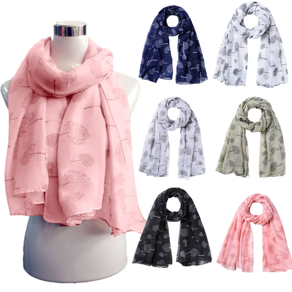 

Women Printed Dandelion Soft Chiffon Shawl Wrap Wraps Scarf Scarves female stolel ponchos and capes winter scarf women's scarves