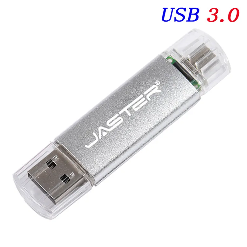 JASTER Высокоскоростной USB 3,0 OTG USB флэш-накопитель для смартфонов/планшетов/ПК Пользовательский логотип ручка-накопитель USB флешка U диск внешний накопитель - Цвет: Silver