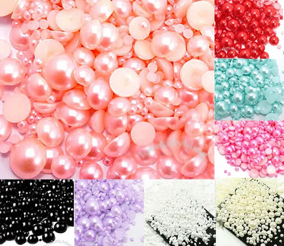 500pcs 2-10mm Mixed Color Half Round Pearl Beads FlatBack Scrapbook Craft Cabochon Kawaii DIY Embellishments Accessories