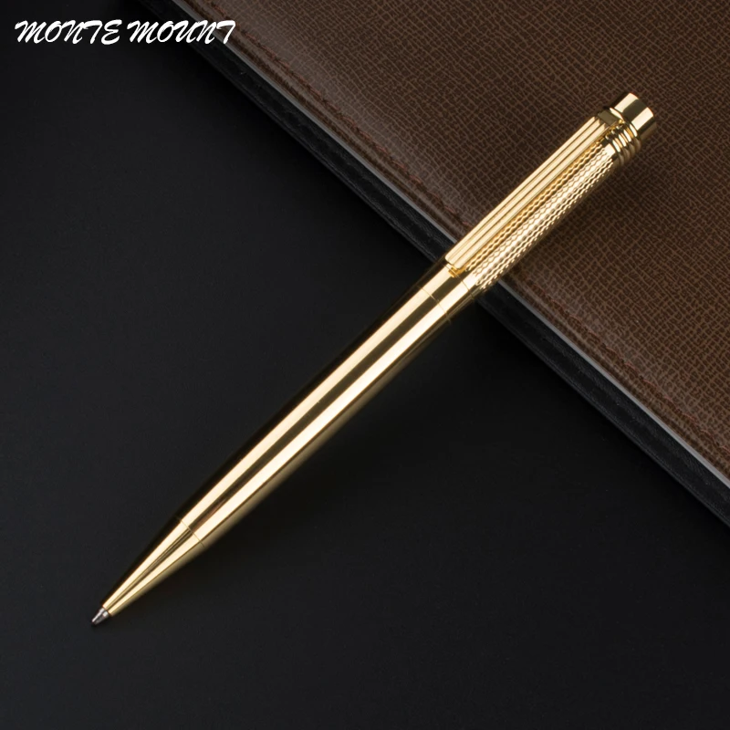 

Luxury ball pen Platinum Golden Slender body school Carved pattern Business office Medium nib Ballpoint Pens New