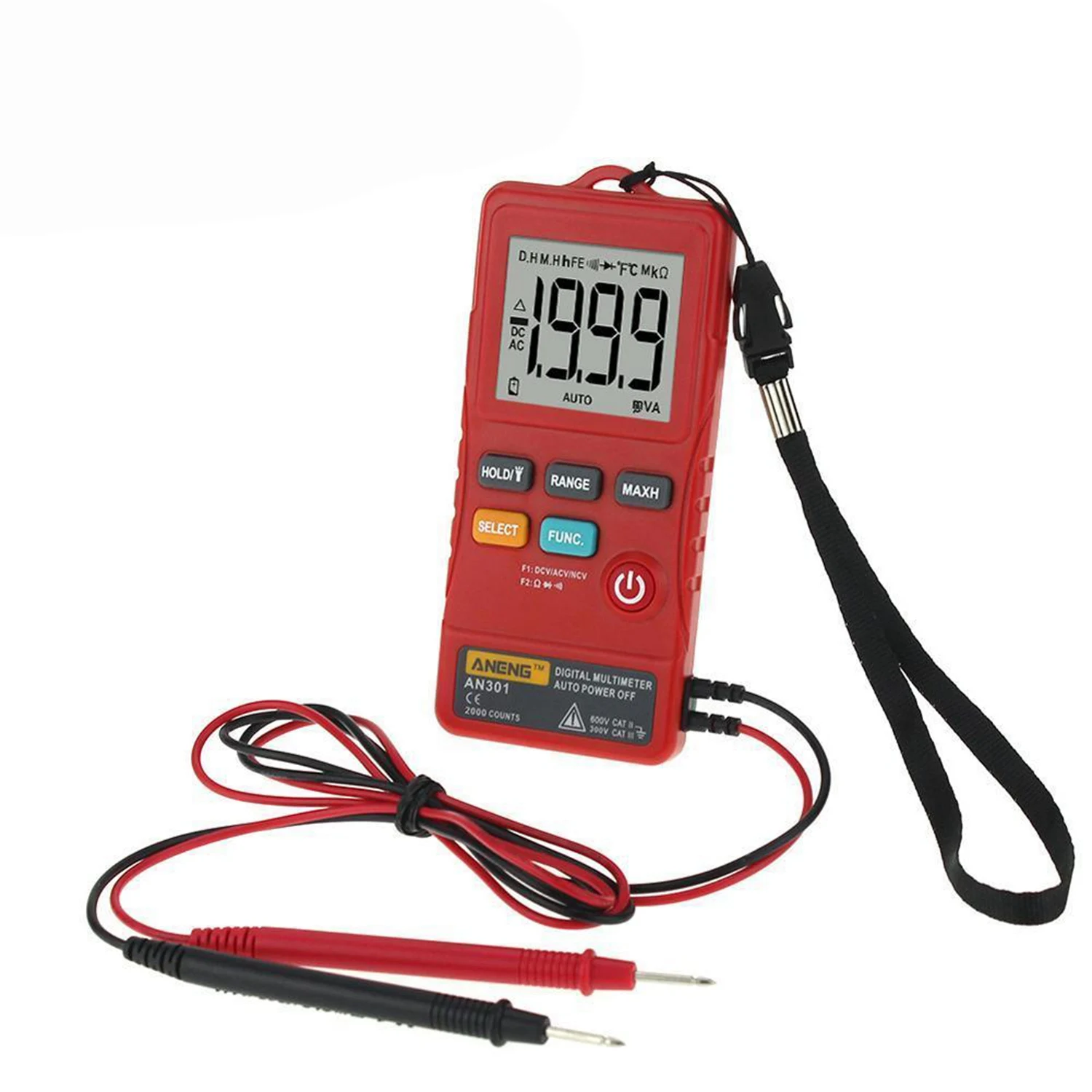 

Aneng An301 Mini Digital Multimeter 1999 Counts Portable Ac Dc Voltmeter Resistance Ammeter Meter Tester With Led Light Red