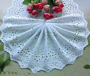 

5yards/lot Width 19cm White100% Cotton Embroidered Lace Fabrics, Women's Clothing Diy Lace Trim, Free Shipping RS133