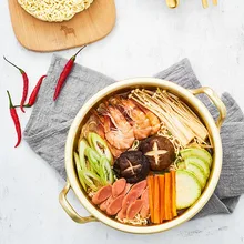 Многофункциональный горшок для лапши корейский стиль алюминиевый суп рисовый горшок Золотой кастрюля с ручкой кухонная прочная кухонная утварь 1.5Л/2л