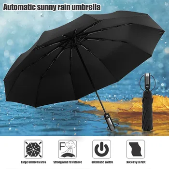 

Windproof Umbrella with Coating Auto Open Close Lightweight Sun Rain Umbrella with 10 Ribs WXV Sale