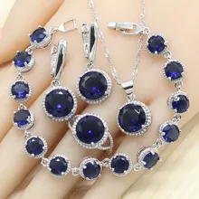 5 цветов темно-синий 925 серебряные ювелирные наборы женские свадебные браслеты серьги кольца ожерелье Кулон Подарочная коробка ювелирных изделий