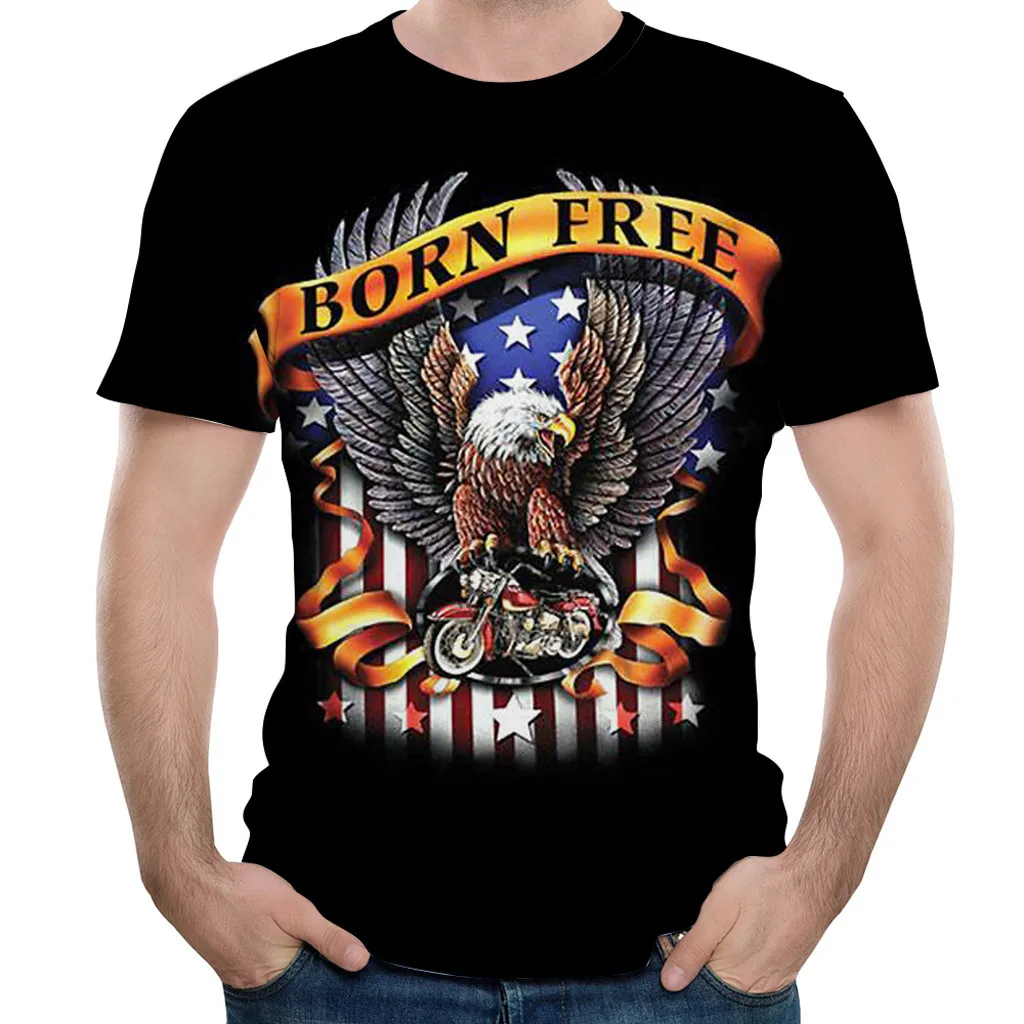 

T Shirt 3D eagle Printing Plus Size S-3XL O-neck Camisetas Hombre Short Sleeve top sport Funny T Shirts Summer For Men tee shirt