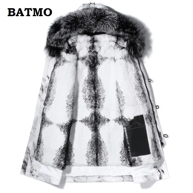 

Batmo 2018 new arrival winter high quality warm rabbit fur liner hooded jacket men,fox fur collar winter parkas men 2331
