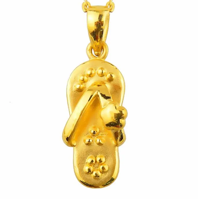 

New Pure 24k Yellow Gold Pendant 3D Women Lucky Bless Slipper Pendant 1.53g