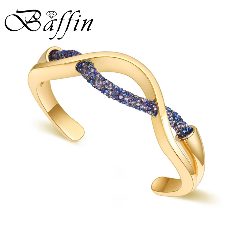 

BAFFIN Gold Color Woman Crystals Cuff Bangles Arm Bracelets & Bangles Female Summer Party Wedding Fashion Jewelry