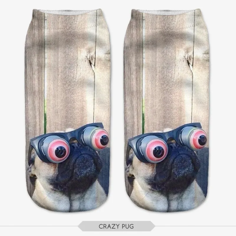 ZHBSLWT на одной стороне 3D Печатный чехол pug Life Для женщин носки calcetines Повседневное характер носки Укороченные носки унисекс - Цвет: 4