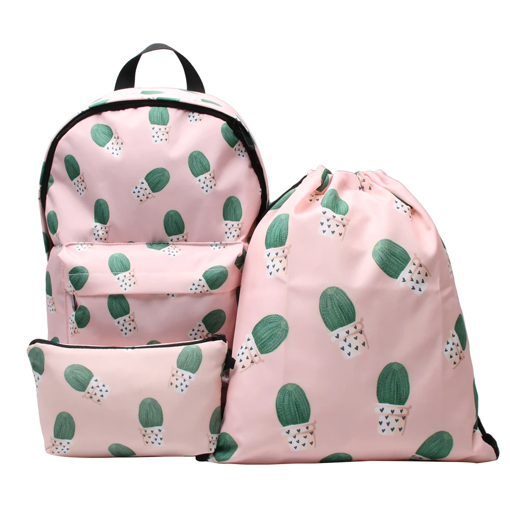 Deanfun 3 шт./компл. кактус розовый рюкзак милые 3D с рисунком, для девочек, Новое поступление рюкзак сумка мешок