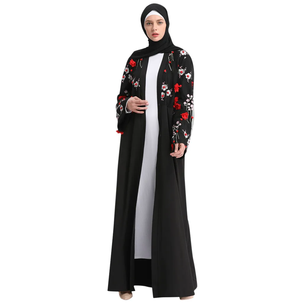 Ажурные Вечерние платья Длинные 2019 embroi длинное обтягивающее платье открытый кардиган «абайя» мусульманский Дубай халат платье elbise # G30