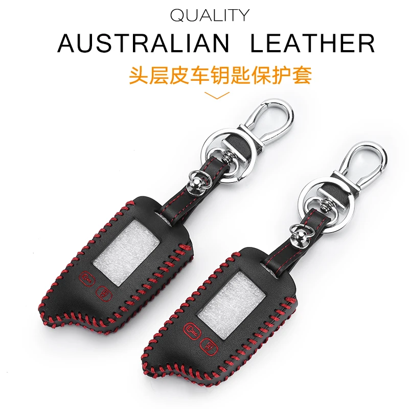 

TW9010 TW9030 Leather Case Key Cover For Tomahawk TW 9010 9030 TwoWay Alarm LCD Remote Keychain Hand-Made Style