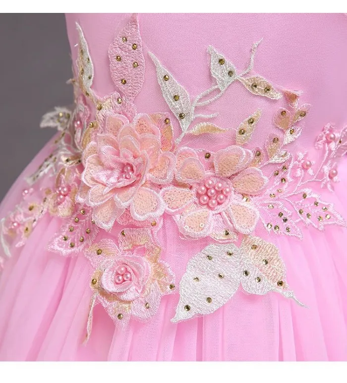 Детское платье принцессы 2019 г. для девочек, летние Детские Вечерние Платья с цветочным рисунком пышное свадебное платье для девочек в
