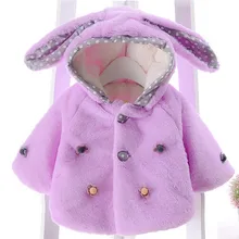 Детское пальто Зимняя теплая весенне-осенняя верхняя одежда для маленьких девочек, куртка принцессы с капюшоном и милым Кроликом, пальто Новогодняя Рождественская одежда