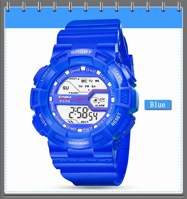 SYNOKE Montre для мальчиков студент Элитный бренд Водонепроницаемый спортивные часы светодиодный цифровой наручные часы с отметкой даты часы