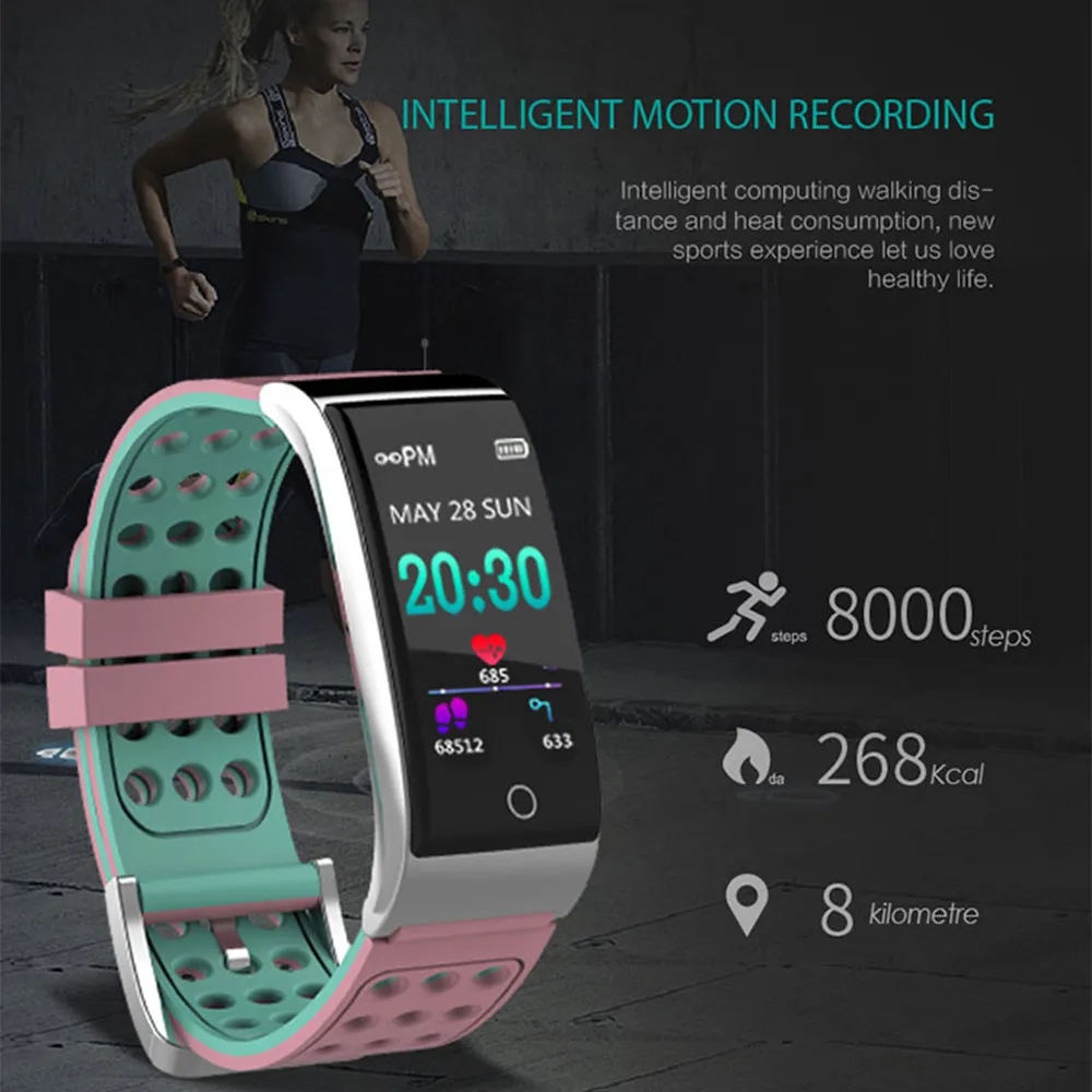 Sport Fitness Bracelet Fitness Tracker Heart Rate Monitor Blood Pressure Smart Band Ecg Ppg Smart Wristband For Ios Android
