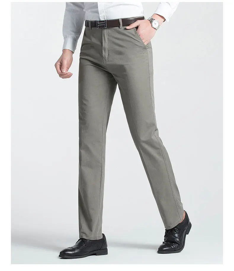 2018 Casual Straight Pants Men Cotton Cargo Men Pants Spring Summer Autumn Male Work Trousers High Waist Full Length Solid Color-05